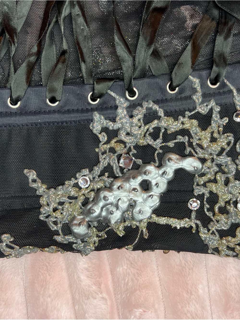 Ema Savahl One of a Kind Corset Top Swarovski Crystal Hand Painted Couture NWT - Picture 8 of 17
